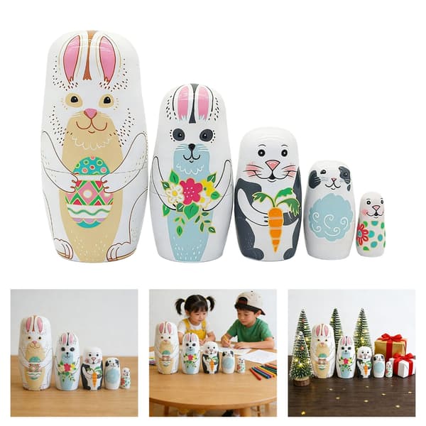 5-lagers kaninmatryoshka-docka pedagogisk rysk häckningsleksak för barnpresent