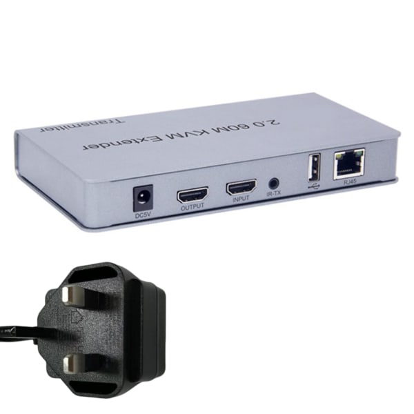 HDMI-kompatibel KVM USB Extender 1080P- 60Hz KVM USB Extender Over Cat5/6 Ethernet-kabelsignalförlängning till 196FT/60M null - UK