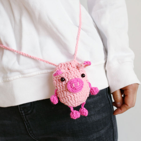 Suosittu neulontakolikkolaukku Pieni lompakkovaihtopussi Taskukukkaro Luottokorttilaukku Pink chick