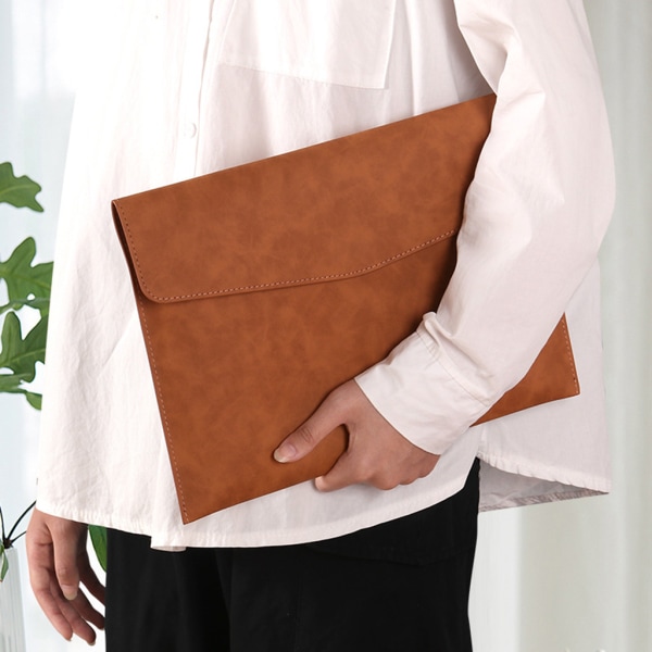 Simplicity dokumentväska i läder Lätt handväska med magnetlås för att bära pappersfiler i flera färger Black