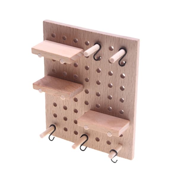 Miniature trævægpanel til dukker DIY opbevaring legetøjshus dekoration