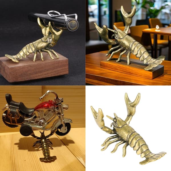 Retro Messing Små Hummer Ornament Solid Kobber Krebs Statue Figurer