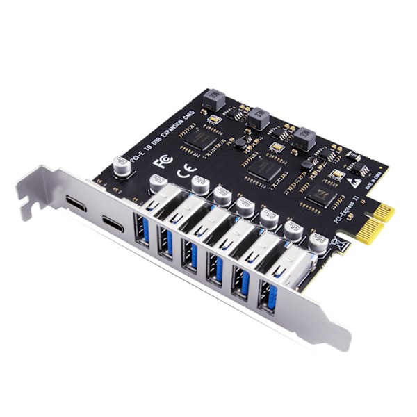 PCI til Express til USB3.2-controllerudvidelseskort HUB PCIE USB 3.2-kort med Type C(2) Type-A (6 ) til desktop front 1