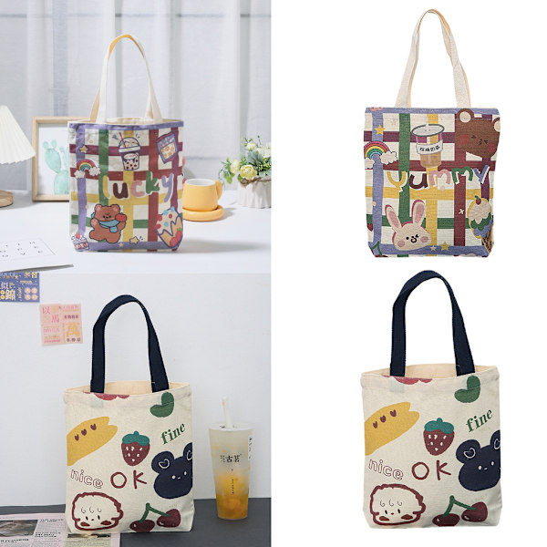 Handväska Mobilväska för flicka Kvinnor Student Mångsidig Bucket Bag Canvas Bag G