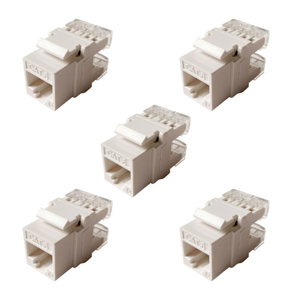 5 delar Cat6 RJ45 Keystone Jack Slim Profile, Ethernet Wall Jack Punch Down, Cat5e Keystone Module Connector