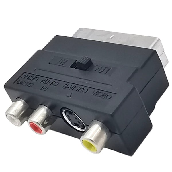 SCART til 3RCA hunadapter med 21PIN hanstik og tænd/sluk-knap Forbedrer videoforbindelser
