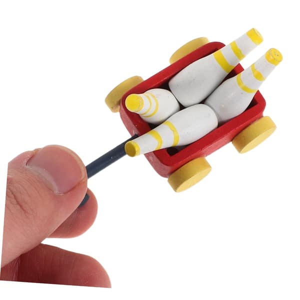 Delikata miniatyrdockhus Bowling Pushcart Trämodell Perfekt som present