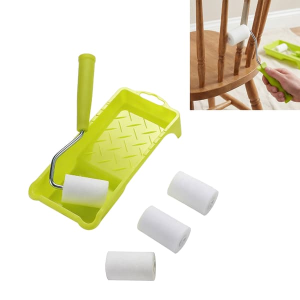 2-tums liten målarrollersats med skumroller med hög densitet, ram och tråg