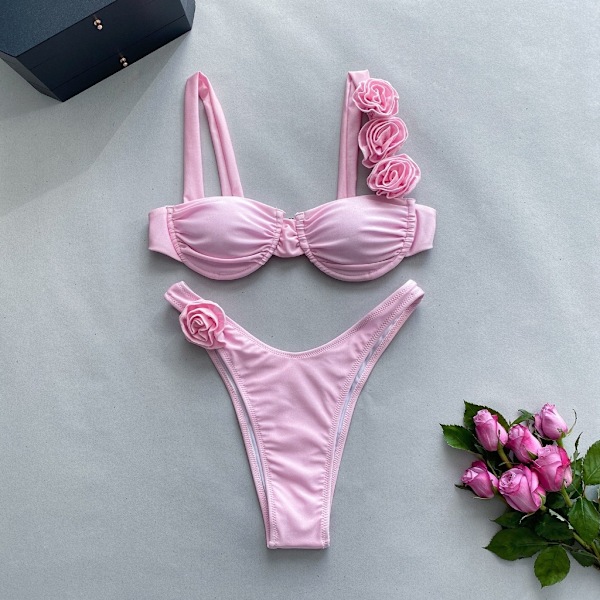 Kvinde To Dele Badetøj Høj-talje Bund Bikinier Badetøj Pink M