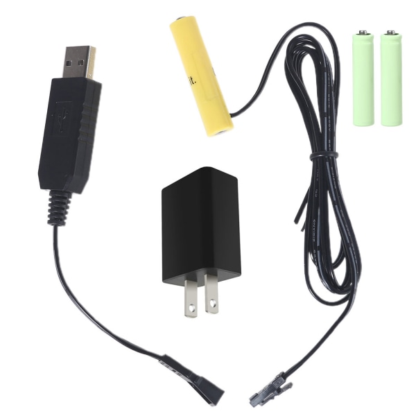 Aftagelig 1-4 stk AAA batterieliminator + 2A USB strømadapter kit til LED lys ur radio legetøj blæser sensor tandbørste