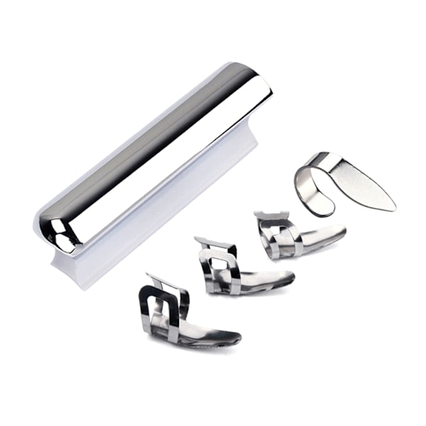 Metallgitarr Slide Elektrisk Gitarr Slide med 3 Finger Picks och 1 Tum Pick Silver