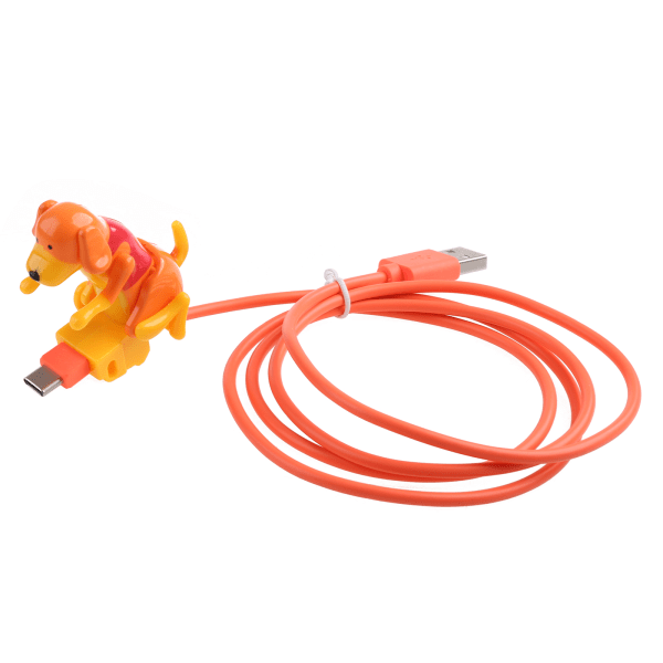 Typ-C USB laddningskabel 120 cm Längd Söt Herrelös hund Datasladd Power Orange