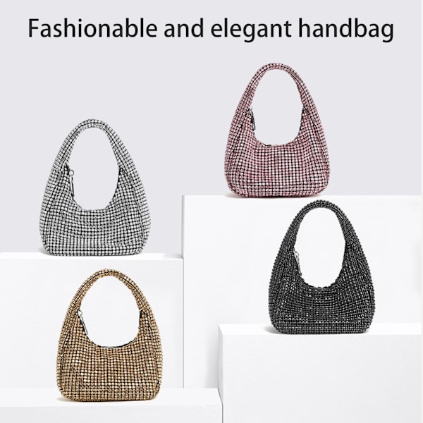 Naisten Ilta Clutch Kukkaro tekojalokivi käsilaukku Kainalolaukku Häät kukkaro Silver
