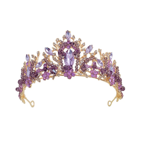 Vintage tiaraer Lilla kroner til kvinder til Rhinestone Queen Bride Tiara indretning til Halloween bryllupsfest Prom Decoratio