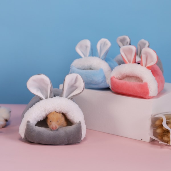 Söt Mini Husdjur Sovhus Plysch Varm Hamster Säng För marsvin Hamster Nest Nest Mat Sovsängar Håll Varm Boet Pink S