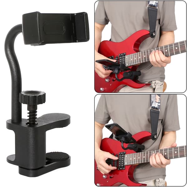 Multifunksjonell tykk gitar mobiltelefonholder Justerbar gitartelefonholder
