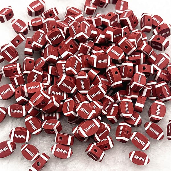 200 stk. rugbyfodboldformede lerperler til gør-det-selv smykker og kunsthåndværk