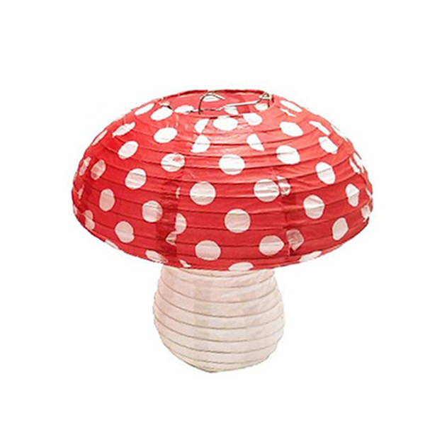 Rød hvid papir lanterne svampe papir lanterner sæt til Fairy Party Wonderland Tema Baby Shower Fødselsdagsdekoration