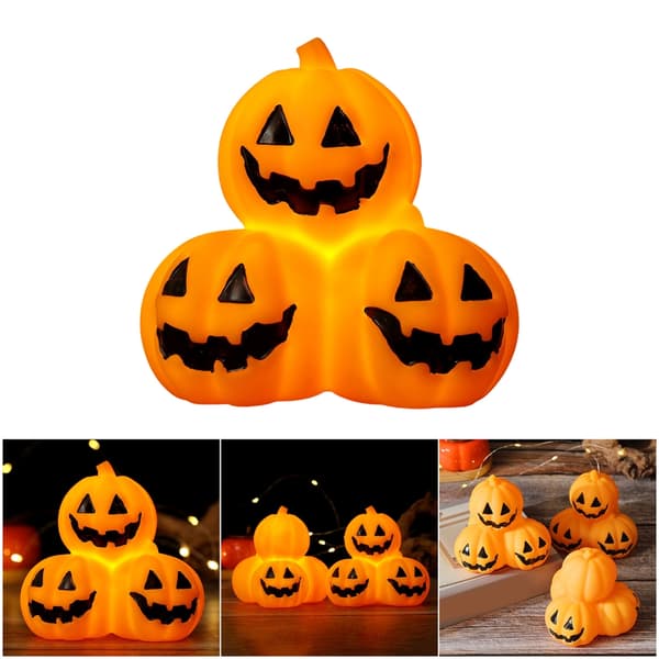 Sæt med 6 glødende Halloween-græskarformede lysdekorationer til festbrug