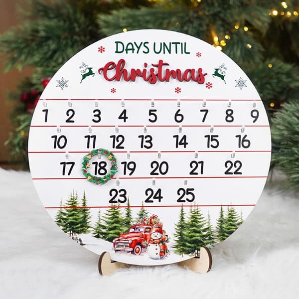 Roterende Adventskalenderdisk i Tre, Elegant Julepynt