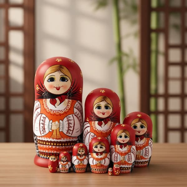 Kunstneriske russiske \"Nesting Dolls\" håndlavet med unikke designs 10 lag