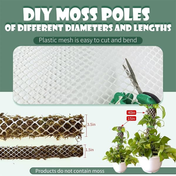 Mosstave til potteplanter, plastiknet til plantestøtte, rustbestandig DIY
