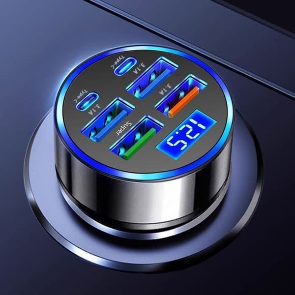 2PD USB C 4 USB-port biloplader 50W hurtige strømadaptere til tablet
