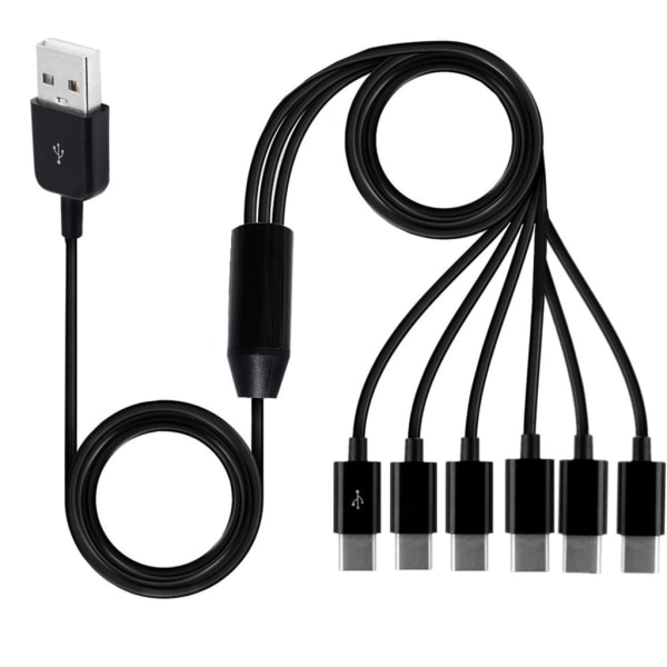 USB2.0 Typ A Hane till 6 Typ-C UsbC Hane Y Splitter Datasynkronisering och laddningskontakt Adapterkabel 0,5m/1,5m 1.5m