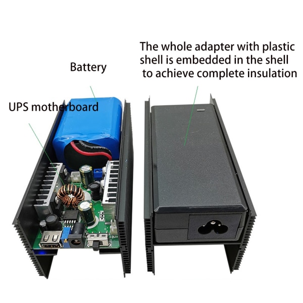 AC 110-220V ingång, USB 5V + 5,5x2,5mm 12V-24V Justera utgång UPS avbrottsfri power för bärbar router mobiltelefon null - EU
