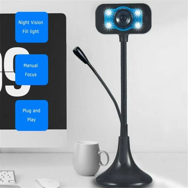 USB2.0 Webcam med støjreducerende mikrofon til bærbar, stationær PC computer