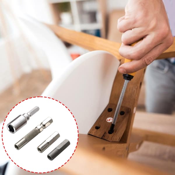 4 stk. adapter til elektrisk skruetrækker 1/4\" til 4 mm bit magnetisk adaptersæt
