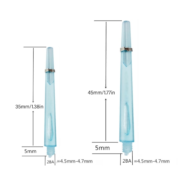 12 st plastpilspilar genomskinliga pilstänger med rostfria ringar Blue 45mm