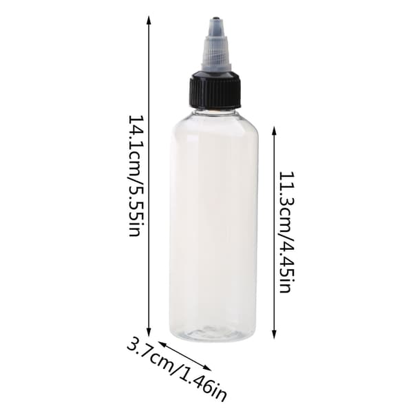 Förpackning med 10 Plastklämflaskor 100ml Fyrkantiga Flaskor med Spetsigt Lock