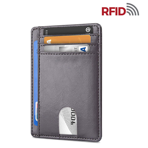 Smal minimalistisk frontficka RFID-blockerande läderplånböcker Present för män kvinnor Black 1