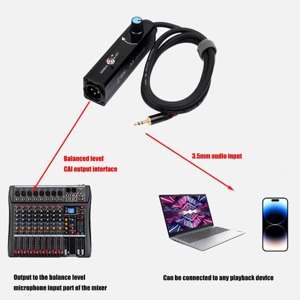 3,5 mm til XLR hunn lydisolator for innspillingsstudio live lydsystemer