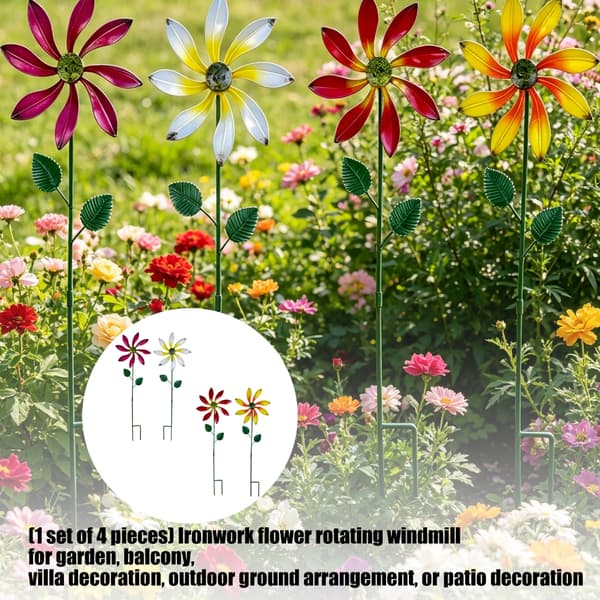 Vindmølle Roterende Blomst Vindspinner Stake Stående Plen Blomster Vindhjul