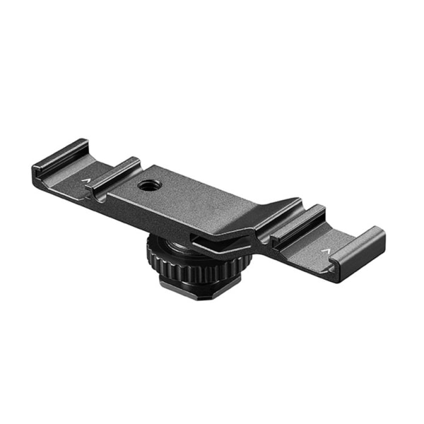 Dobbelt Cold Shoe Adapter Mount Extension Bar Vlogging Video Bracket til Tripod DSLR Kamera Fyld Lys Mikrofon