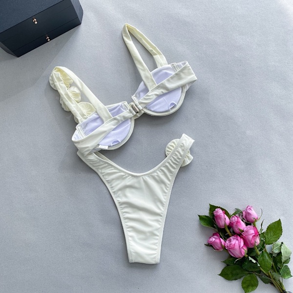 Kvinnors Två Delar Badkläder Hög Midja Botten Bikinis Badkläder Purple M