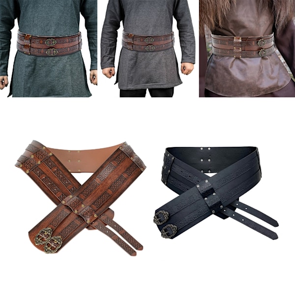 Norse Cosplay Bælte Renæssance Middelalderlige Spænde Bælte Halloween Mænd Kostume Brown