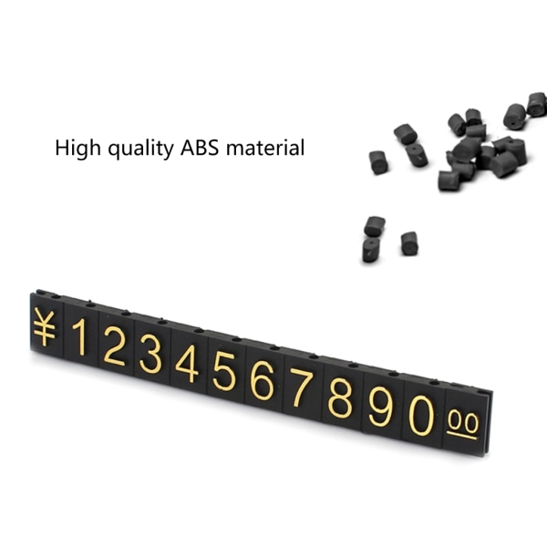 Metallnummer Prislappskyltar 1 Box Arabiska siffror Pris Cube Kit för shopping Mobiltelefonetikett Tillbehör Black
