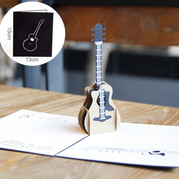 3D-papper för pop up-kort Gitarr Grattiskort med kuvert Vykort för födelsedag