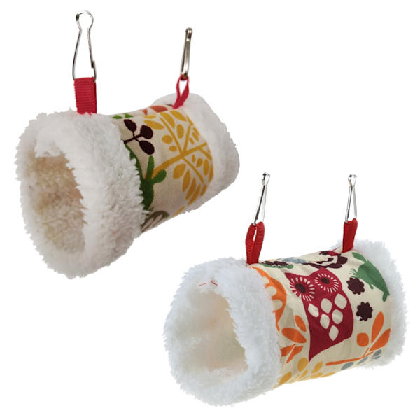 Parrot Snuggle Hut Bird Warm Nest Plysch Hängmattetält Vintersäng med 2 metallkrokar för små parakiter Conures Small cylinder