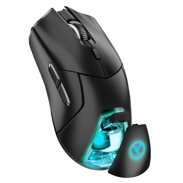 Trådlös spelmus Tri-Mode 2.4GHz Dual-Bluetooth-kompatibel 5.1 4000DPI sensor Hot-Swappable RGB Light Game Mouse Black