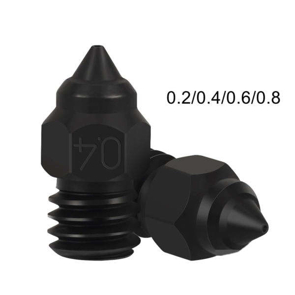 Härdat stål 0,2 0,4 0,6 0,8 3D-skrivarmunstycke för Ender3 5Pro/ Ender3V2/CR6SE/CR10 Utskriftsmunstycken 2PCS 0.2mm