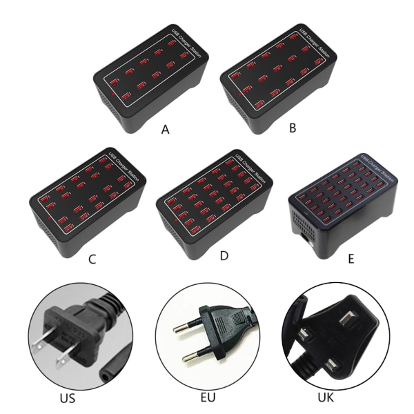 Multiport Power Station Väggladdare Telefonadapter USB Desktop Multiport Snabbladdare för köpcentra Hotellskola null - 10 ports UK