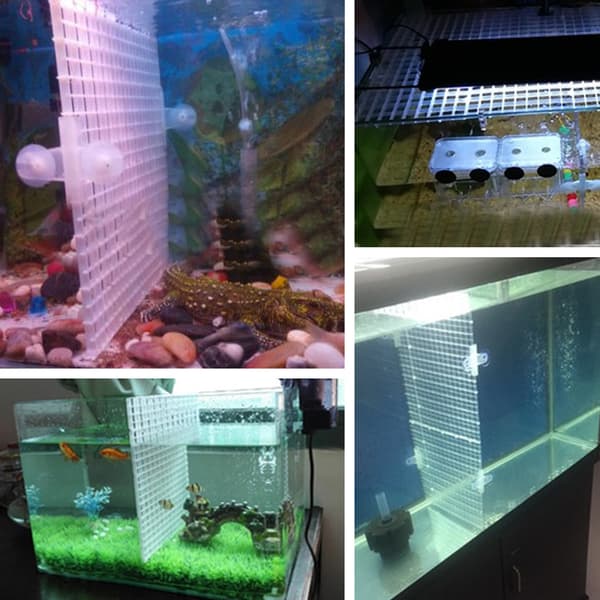 Aquarium Divider Plast Grid Isolation Board Ljusspridare Bottenfilterbricka White