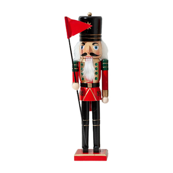15 tums flaggbärare trä nötknäppare prydnader soldat kung figur marionett marionett juldekorationer Holiday home decor