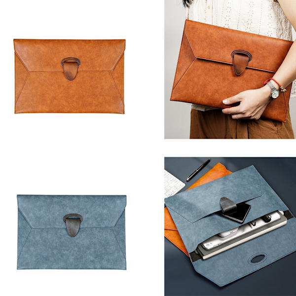 Håndholdt File Folder Opbevaringstaske Læder File Folder Laptop Sleeve Dokumenttaske null - 5