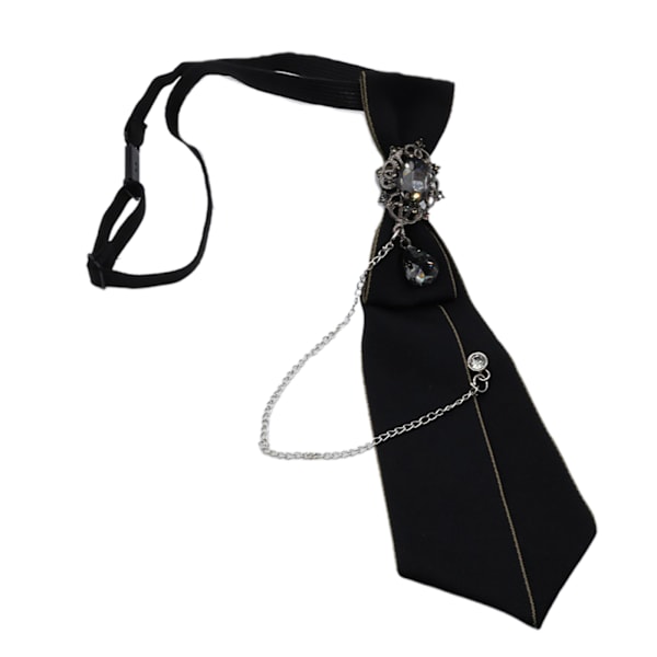 Steampunk Svart Slips Gothic for Rhinestone Metallkjede Krystallanheng Smykker Sløyfe Sløyfe Kveld Justerbar forhåndsbundet sløyfe