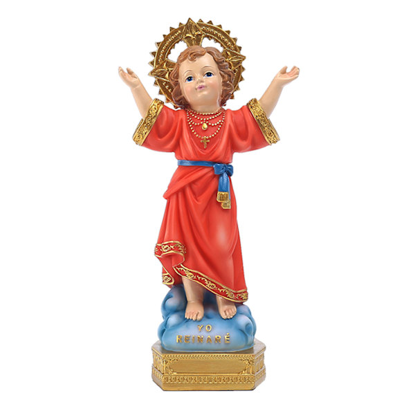 8" Pyhän lapsen jumalallinen Santo Jesus -hahmo, käsi ylös taivaaseen ulottuva kodin sisustus